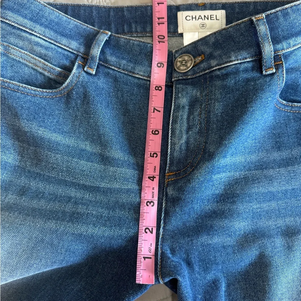 CHANEL Blue Straight Leg Jeans with Braided Detail 2019 Collection size 42 - Picture 15 of 17